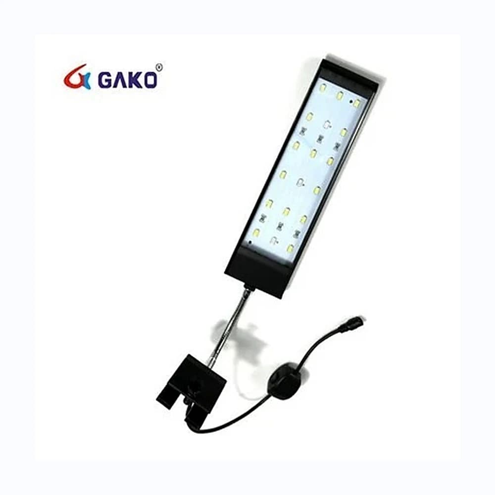 Black aquarium clip light with LED panel, bracket and inline control