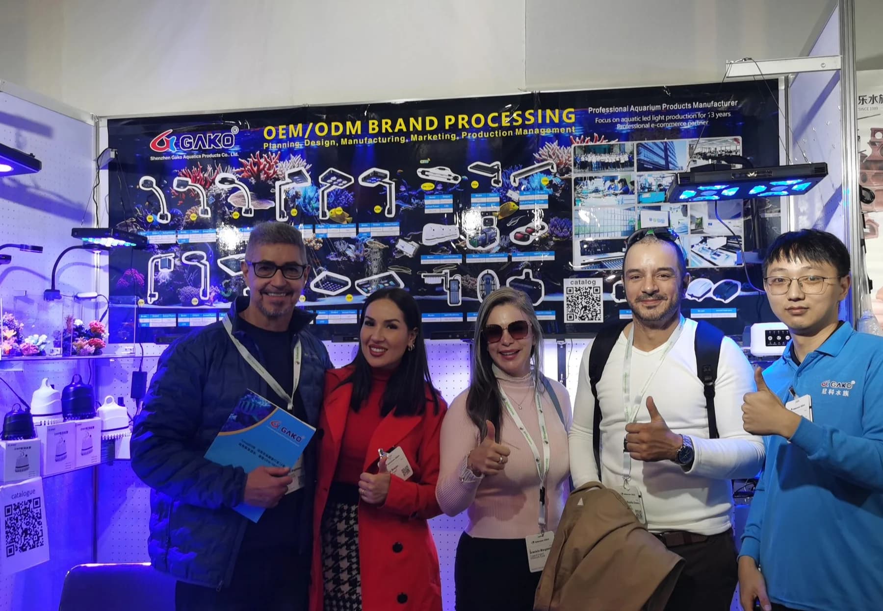 GAKO representatives meeting international partners at an aquarium trade exhibition
