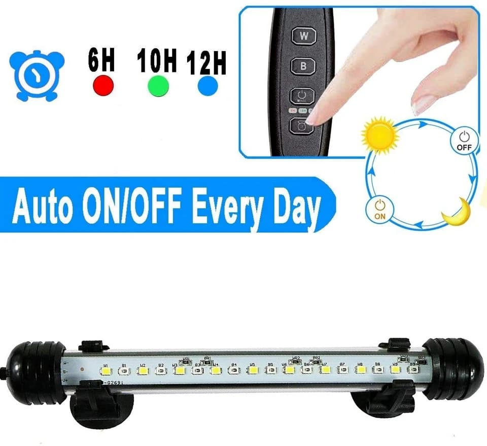 Submersible aquarium light with timer